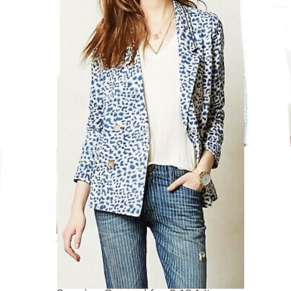 Cartonnier blue leopard blazer